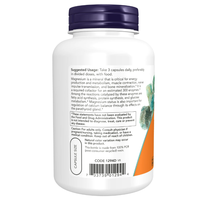 NOW Citrato de Magnesio 400 mg 120 Cápsulas