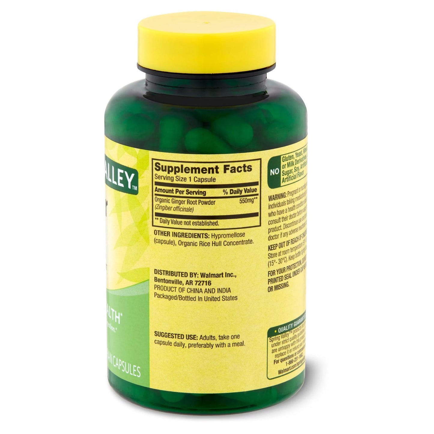Spring Valley Ginger Root 550 mg 100 Cápsulas