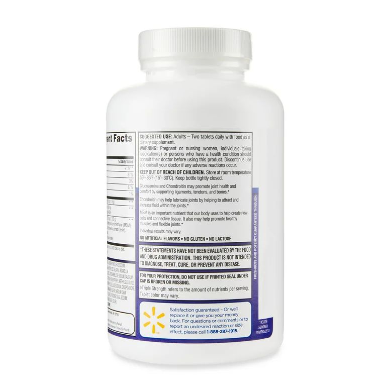 Equate Glucosamina Con Condroitina MSM y Vitamina D 800 Tabletas