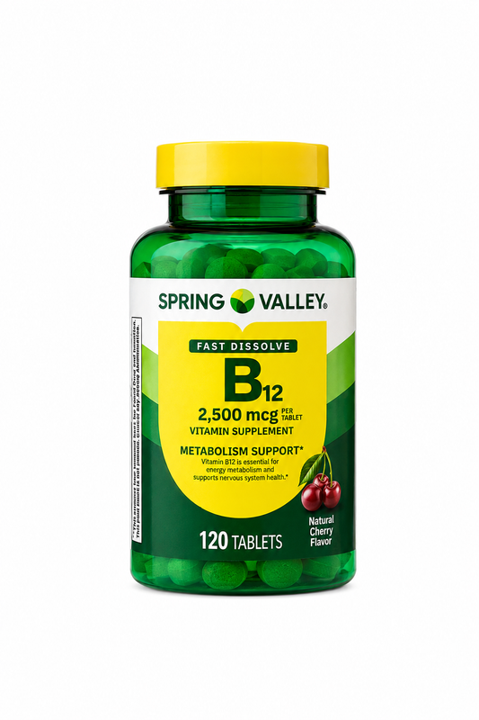 Spring Valley Vitamina B12 2.500 mcg 120 Tabletas Masticables