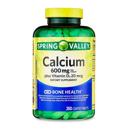 Spring Valley Calcio + Vitamina D3 600 mg 250 Tabletas